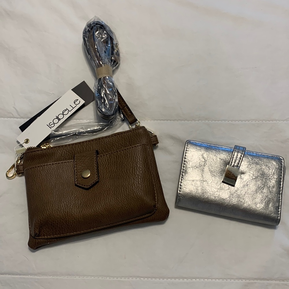 Both New, never used. One is crossbody small purse and other is wallet new. Cute